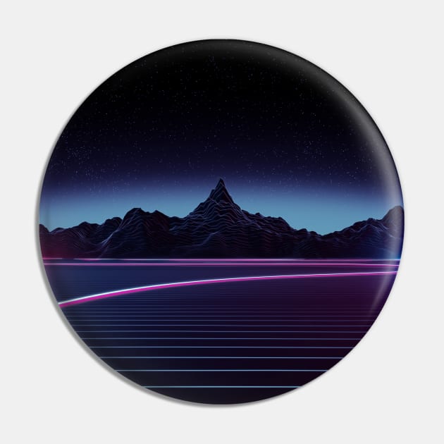 Outrun Mountains Pin by AxiomDesign