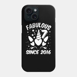 Fabulous 7 Since 2016 Unicorn Birthday Phone Case