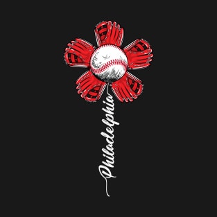 Philladelphia Baseball Flower Vintage Baseball Fans T-Shirt