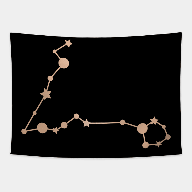 Pisces Zodiac Constellation in Rose Gold - Black Tapestry by Kelly Gigi