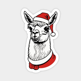 Christmas Llama with Santa Hat Magnet