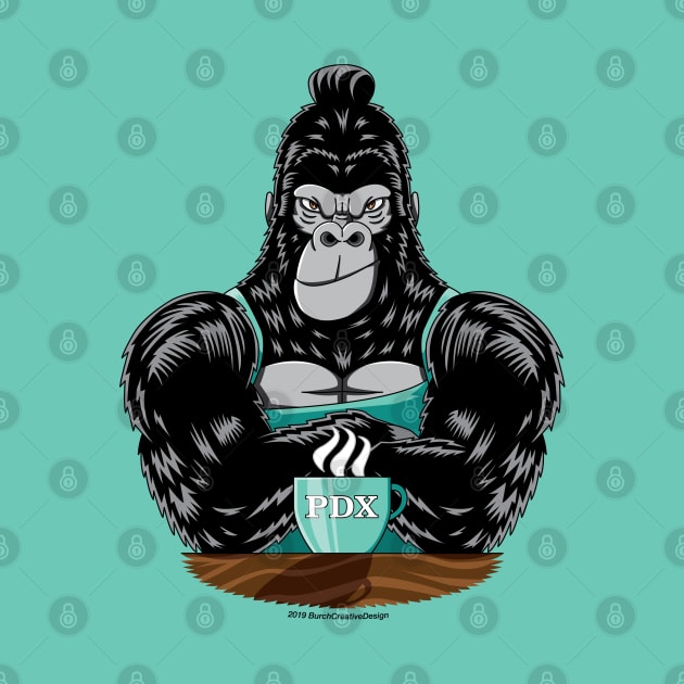 Portland Oregon Gorilla Barista by BurchCreativeDesign