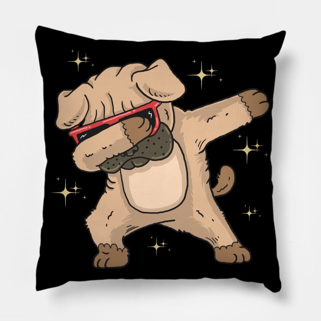 pug dog dabbing Pillow by sharukhdesign