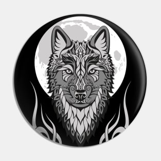 Wolf head and moon. Pin