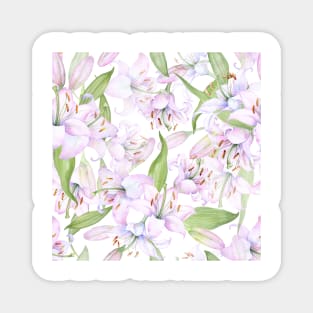 White pink lilies Magnet