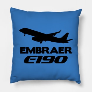 Embraer E190 Silhouette Print (Black) Pillow