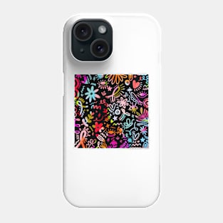 Watercolor black doodles Phone Case