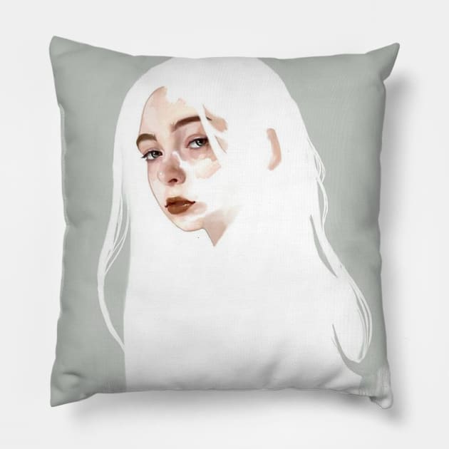 White Hair Pillow by Ontav