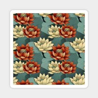 Serenity Blooms: Timeless Lotus Flower Pattern Magnet