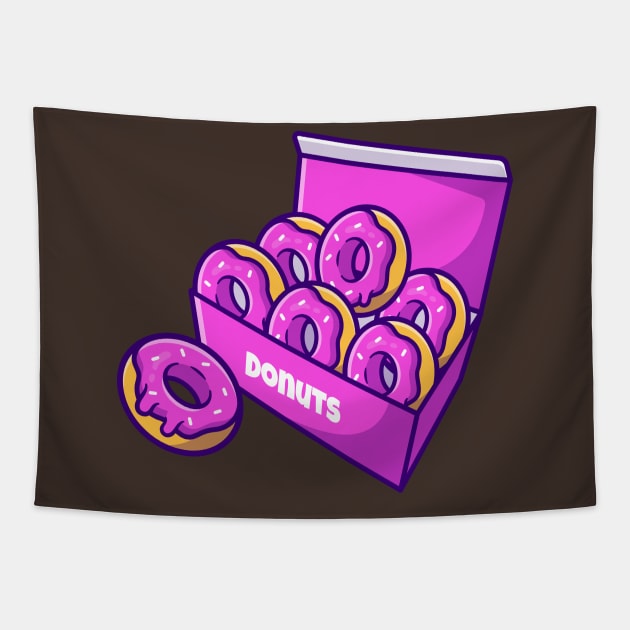 Doughnut With Box Cartoon Illustration Tapestry by Catalyst Labs