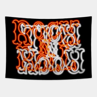 Glowing Neon Hell vs Heaven RocK n RolL Anagram Tapestry