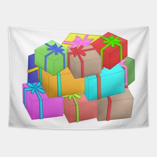 Gift box with ribbon big group pattern background Tapestry