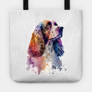 Rainbow English Cocker Spaniel Watercolor Art Tote