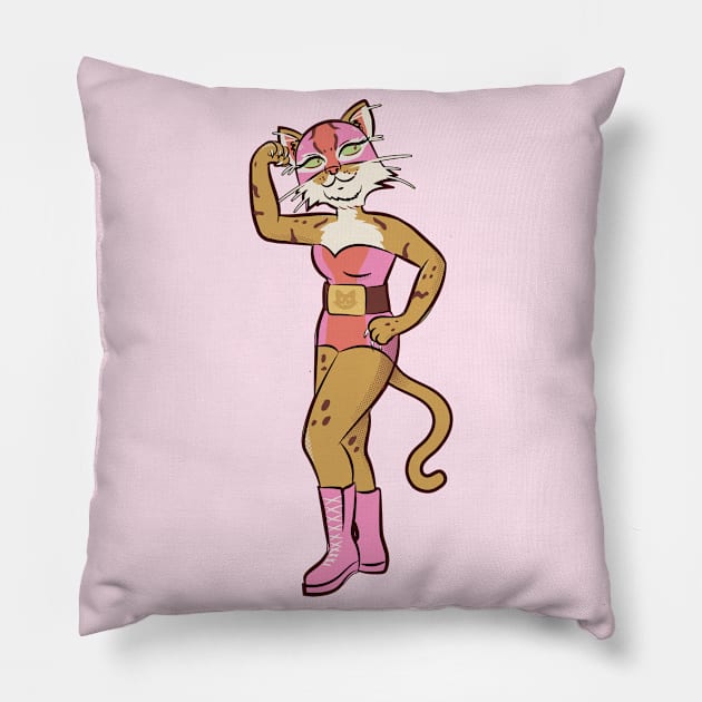 Mexican Cat Luchador Wrestler Sketch Drawing Pillow by SLAG_Creative