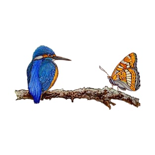 Kingfisher with a Butterfly. T-Shirt