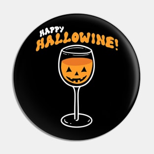 Womens Happy Hallowine Halloween Wine Drinking Pin