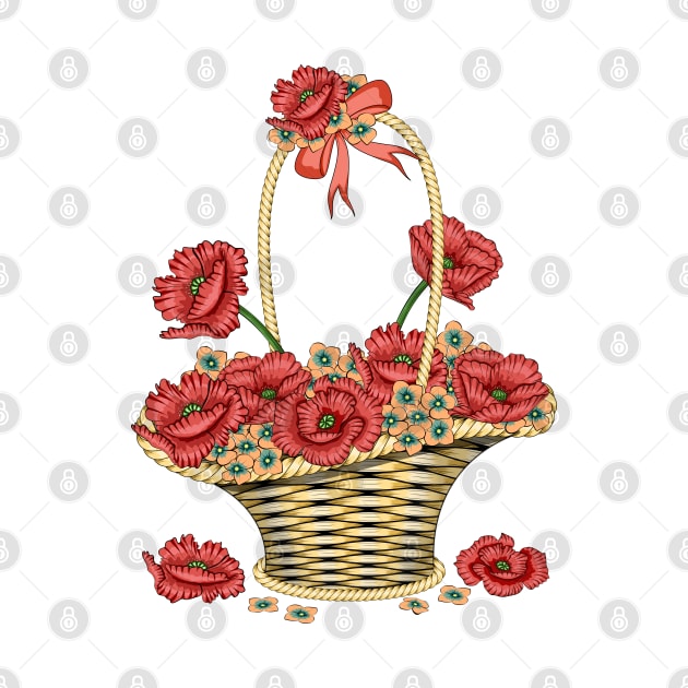 Poppies And Hydrangea Basket by Designoholic