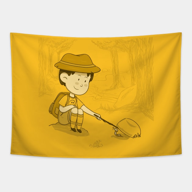 Little Boy Explorer Tapestry by Sketchbook ni Abi