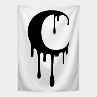 Dripping Moon (Black Version) Tapestry