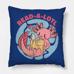 Read a Lotl // Cute Axolotl Reading a Book Pillow