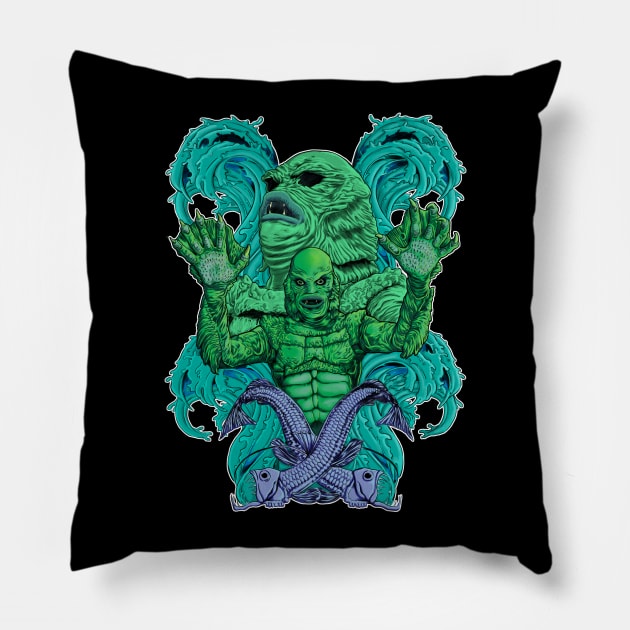 Creature from the Black Lagoon sans background Pillow by MontisEcho