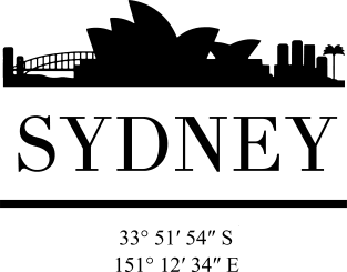 SYDNEY AUSTRALIA BLACK SILHOUETTE SKYLINE ART Magnet