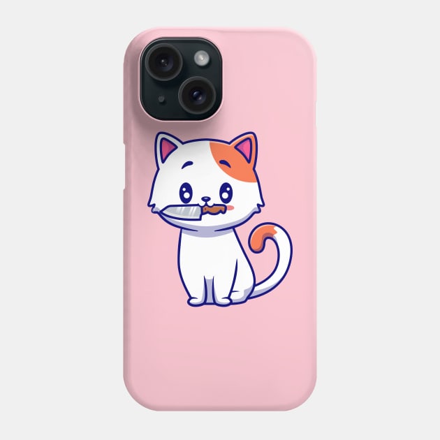 Cute Cat With Knife Cartoon Phone Case by Catalyst Labs