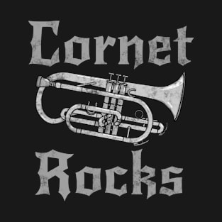 Cornet Rocks, Cornetist Goth Heavy Rock Brass Musician T-Shirt