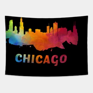 Chicago Skyline Watercolor Style Tapestry