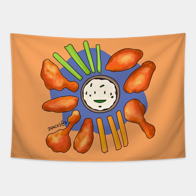 Buffalo Wings with dipping sauce Tapestry by Snacks At 3