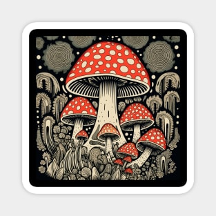 Minimalist Magic Mushroom Pattern Magnet