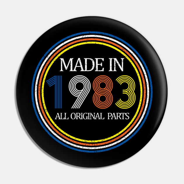 Made In 1983 Original Parts 40th Birthday Gift Vintage Funny Pin by sarabuild