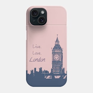 Live Love London Quote Big Ben Linocut Phone Case