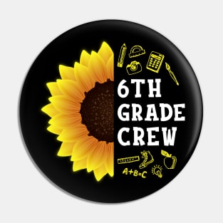 Seventh grade Crew Shirt First Day Preschool Back to School Sunflower Gift Pin