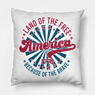 America Land Of The Free Because Of The Brave Retro Pillow