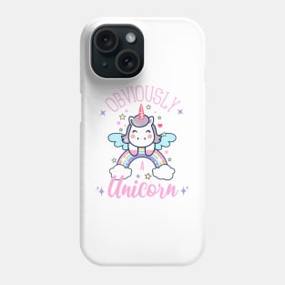 Obviously A Unicorn, Cute Unicorn On A Rainbow Phone Case