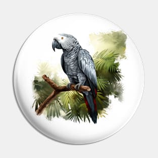 African Grey Parrot Pin