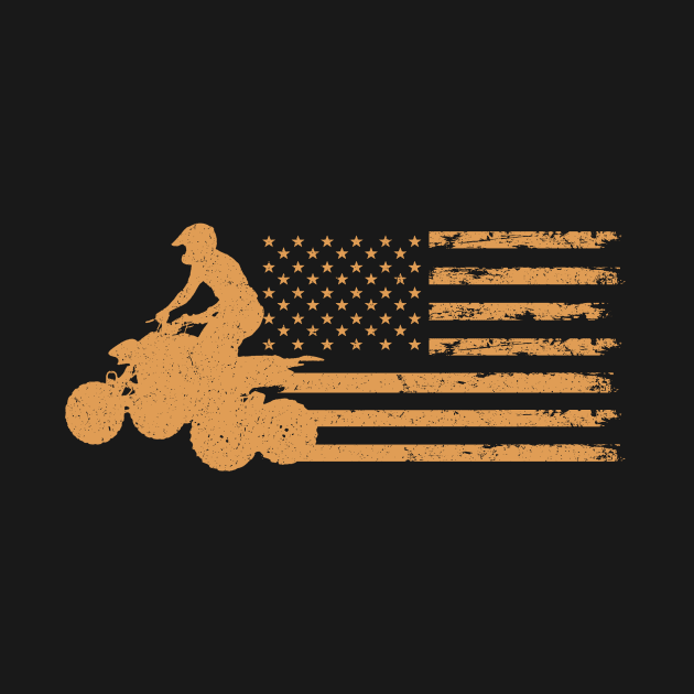 ATV Quad Four Wheeler Bike Rider American Flag Distressed by paveldmit