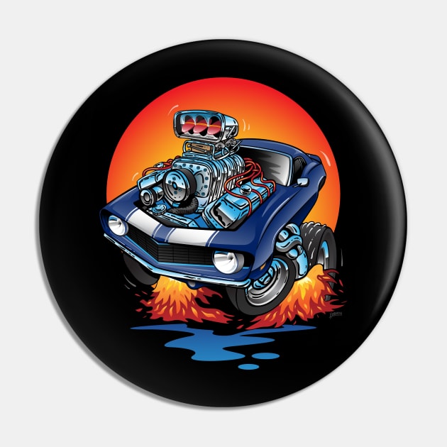 Funny Classic Sixties American Muscle Car Hot Rod Cartoon Pin by hobrath