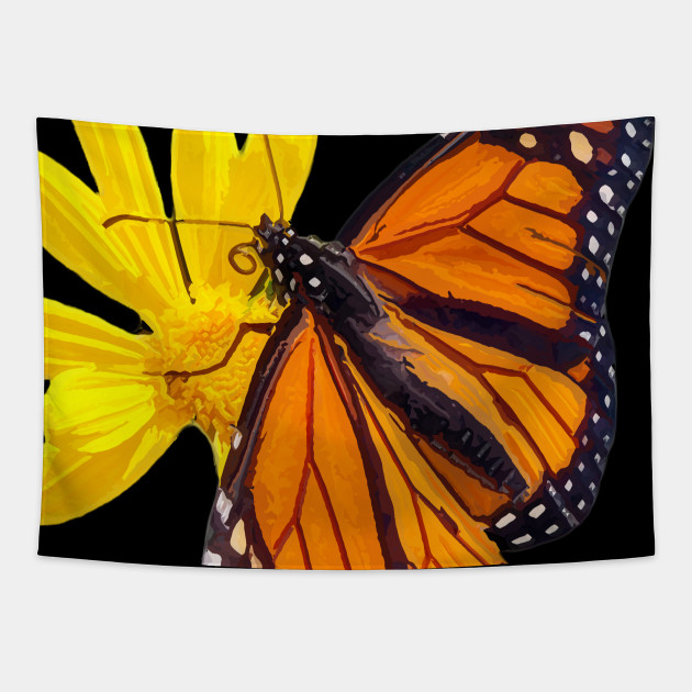 Orange Monarch Butterfly Yellow Flower Orange Butterfly Tapestry TeePublic