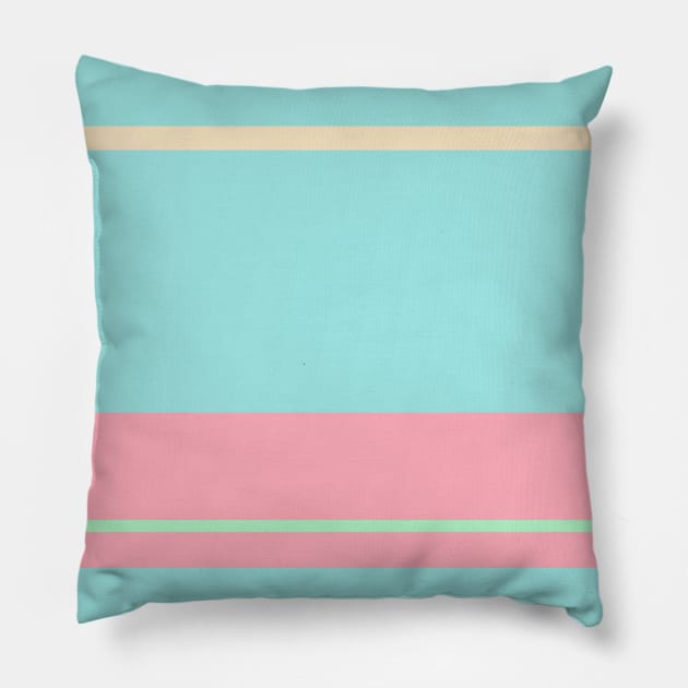 An astonishing setup of Soft Pink, Robin'S Egg Blue, Light Mint and Bisque stripes. Pillow by Sociable Stripes