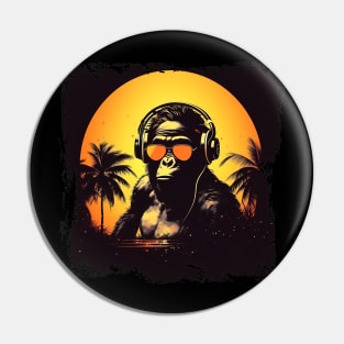 Cool summer monkey ape dj design Pin