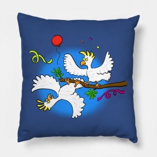 Funny party cockatoo birds cartoon Pillow