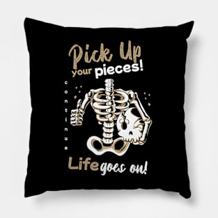 Life goes on Skull Cartoon Pillow