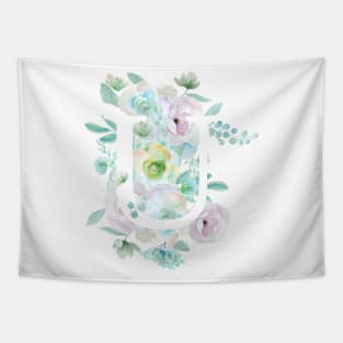 Botanical alphabet U green and purple flowers Tapestry