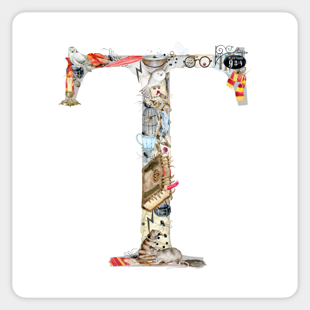 Magical Letter T Monogram Custom Letter Print Initials Initial T Sticker Teepublic