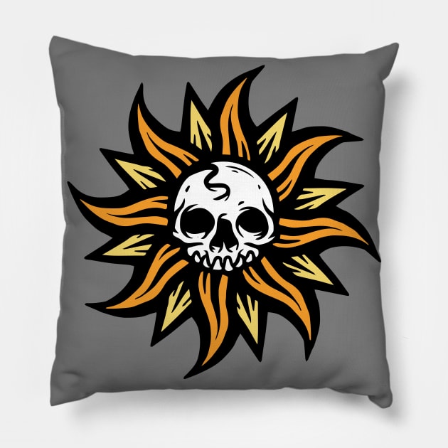 skull sun Pillow by lipsofjolie
