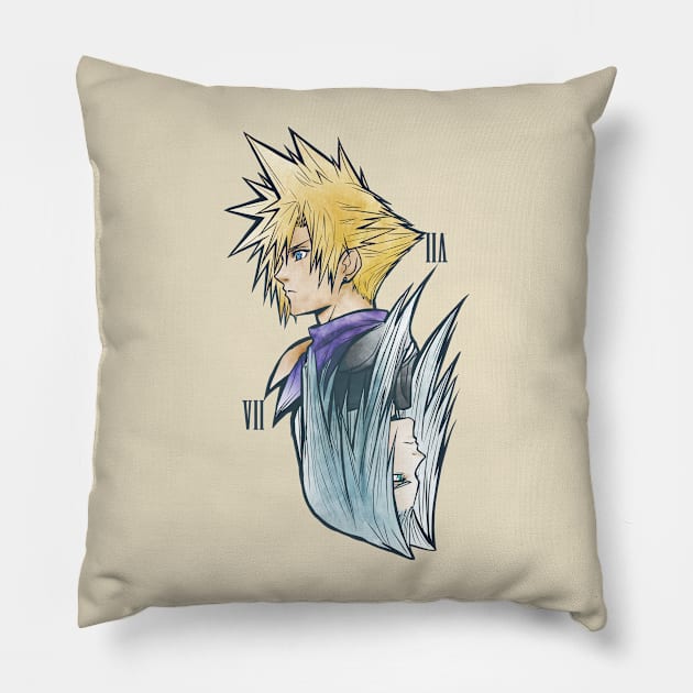 FF7 character art 2 Pillow by mcashe_art