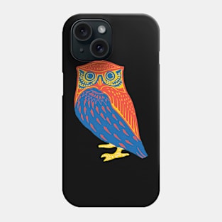 Awesone Cute Owl Color Woodcut Printing Style Phone Case
