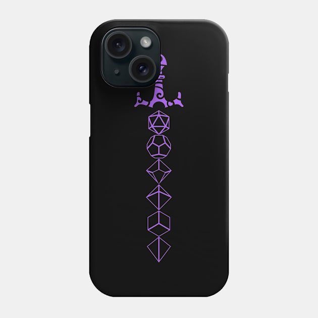 Purple Minimalist Polyhedral Dice Set Sword Tabletop Roleplaying RPG Gaming Addict T-Shirt Phone Case by dungeonarmory